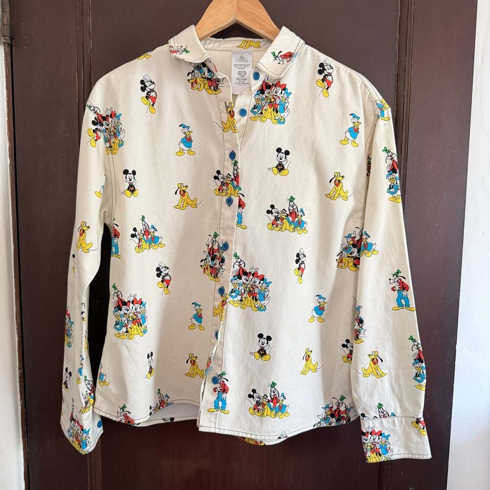 DISNEY Parks Mickey and friends All over print Boxy Fit Button Shirt Extra Small